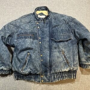 Vintage 80s In Crowd Jacket Denim Bomber Acid Wash L Padded Streetwear Jean